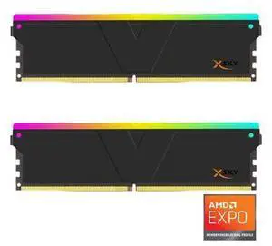 V-COLOR Manta XSky DDR5 32GB (2x16GB) 6400MHz CL32 1.4V SK Hynix IC RGB Gaming Desktop Upgrade Memory Module Black, for AMD EXPO TMXSAL1664832KWK