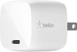 Belkin 30W USB-C Wall Mount GaN Charger PD Power Delivery for iPhone Fast Charger, MacBook Pro Charger, iPad Pro, Pixel, Galaxy, and More (WCH001DQWH)