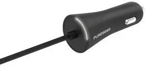 PureGear 12W/2.4A Lightning Corded Car Charger - Black | 63067PG