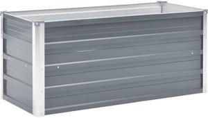 vidaXL Garden Raised Bed Open Bottom Galvanized Steel 39.4" Gray DIY Planter