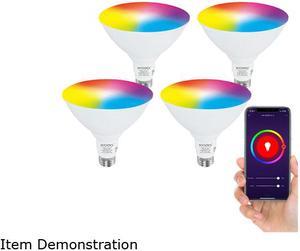 XODO LB2-4PK Smart Wifi PAR38 E26 Dimmable Light Bulb Compatible With Google, Alexa - 11W (75W Equivalent) 900LM RGB+W - LED Multi-Color, Adjustable Color Changing Smart Bulb ETL Listed (4-Pack)
