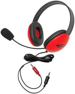 Children's Listening First Stereo Headset with Dual 3.5mm Plugs and Microphone - Red