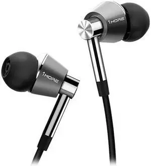 1MORE Triple Driver in-Ear Earphones Hi-Res Headphones with High Resolution, Bass Driven Sound, MEMS Mic, in-Line Remote, High Fidelity for Smartphones/PC/Tablet- Silver