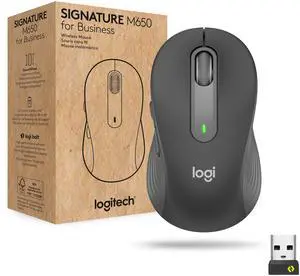 Logitech Signature M650 Mouse - Wireless - Bluetooth/Radio Frequency - Graphite - USB - 4000 dpi - Scroll Wheel - Medium Hand/Palm Size - Right-handed Only
