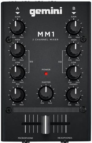 Gemini MM1 2-Channel Analog Mini DJ Audio Mixer