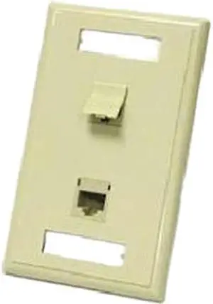 TWO PORT CAT5E RJ45 CONFIGURED SINGLE GANG WALL PLATE - WHITE