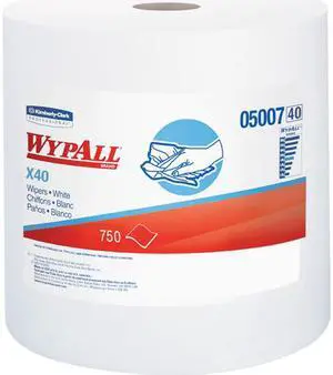 WypAll L40 Disposable Cleaning and Drying Towels (05007), Limited Use Towels, White, 1 Jumbo Roll per Case, 750 Sheets per Roll