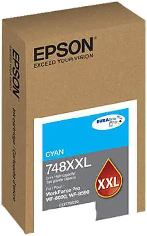 Epson T748XXL220 Epson 748Xxl - Extra High Capacity - Cyan - Original - Ink Cartridge - For Workforce Pro Wf-6090, Wf-8090, Wf-8590