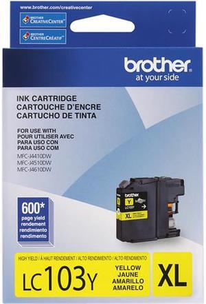 BROTHER INTERNATIONAL CORPORAT LC103Y HIGH YIELD YELLOW INK CARTRIDGE FOR MFCJ4410DW, MFCJ4510DW, MFCJ4610DW, 600 PAGE BROTHER INTERNATIONAL CORPORAT LC103Y HIGH YIELD YELLOW INK CARTRIDGE FOR MFCJ4410DW, MFCJ4510DW, MFCJ4610DW, 600 PAGE