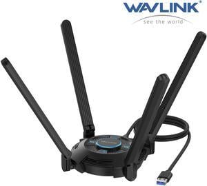 WAVLINK AX5400 USB 3.0 WiFi Adapter, Wi-Fi 6E Tri-band 2.4/5/6GHz Wireless Network Adapter with 4 High Gain 5dBi Antennas, WPA3 for PC, Desktop, Laptop, Supports Windows 10/11
