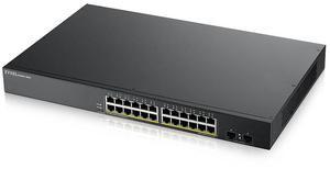 ZyXEL 24-Port Gigabit Smart Managed PoE Switch, 24 PoE+ Ports at 170W with 2 SFP Uplinks, TAA Compliant, GS1900-24HPV2