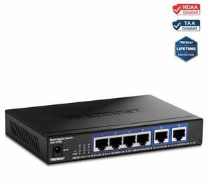 TRENDnet 6-Port 10G Switch, 4 x 2.5G RJ-45 Base-T Ports, TEG-S762, 2 x 10G RJ-45 Ports, 60Gbps Switching Capacity, Wall Mountable, Ethernet Splitter
