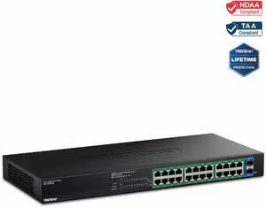 TRENDnet 26-Port Gigabit EdgeSmart PoE+ Switch, TPE-TG262ES