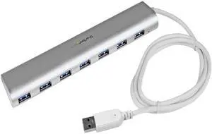 StarTech ST73007UA StarTech.com 7 Port Compact USB 3.0 Hub with Built-in Cable - Aluminum USB Hub - Silver - USB - External - 7 USB Port(s) - 7 USB 3.0 Port(s)