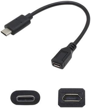 Addon 7In Usb 3.1 (C) Male To Micro-Usb 2.0 (B) Female Black Adapter Cable
