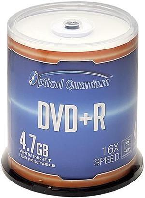 Optical Quantum 4.7GB 16X DVD+R White Inkjet Printable 100 Packs Spindle Disc Model OQDPR16WIPH-BX