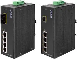 PLANET ISW-514PTF IP30 Industrial Ethernet Switch 4-Port 10/100 Mbps with PoE + 1-Port 100Base-FX (MM, SC, 2 Km) - Wide Temperature