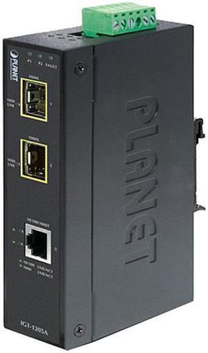 PLANET IGT-1205AT Industrial 10/100/1000T to 2-port 100/1000X SFP Media Converter