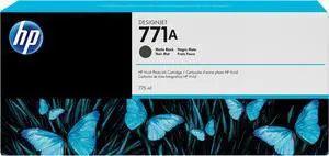 HP 771A 775-ml Matte Black DesignJet Ink Cartridge, B6Y15A