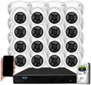 GW Security 16 Channel 5MP H.265 NVR IP Camera Network PoE Surveillance System (4TB) , 16 x HD 1920P Weatherproof Dome Security Cameras (Super 5MP is much higher than HD resolution of 1080p and 720p)