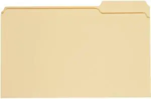 File Folders, 1/3 Cut, One-Ply Top Tab, Third Position, Legal, Manila,