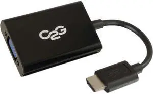 C2G HDMI to VGA Adapter Converter Dongle C2G HDMI? Male to VGA and Stereo Audio Female Adapter Converter Dongle - HDMI/VGA/Mini-phone for Audio/Video Device, Monitor, Notebook - 8" - 1 x HDMI