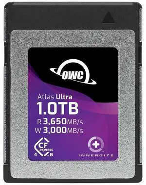 OWC 1TB Atlas Ultra CFexpress Type B 4.0 Memory Card - Up to 3000 MB/s Write and 3650 MB/s Read Speeds - 1500MB/s Minimum Sustained Write Speed - RED Certified - TAA Compliant (OWCCFXB4U01000) OWC 1TB Atlas Ultra CFexpress Type B 4.0 Memory Card - Up to 3000 MB/s Write and 3650 MB/s Read Speeds - 1500MB/s Minimum Sustained Write Speed - RED Certified - TAA Compliant (OWCCFXB4U01000)