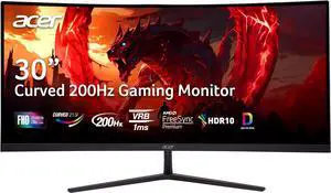 Acer Nitro ED306C Xbmiippx 29.5" 1500R Curved Zero-Frame UWFHD (2560 x 1080) VA Monitor with AMD FreeSync Premium Technology, Up to 200Hz, 1ms VRB, HDR 10, VESA mounting compliant