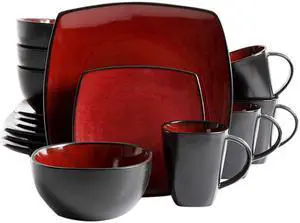 Soho Lounge 16 pc Dinnerware, Red Square Shape (Service for 4)