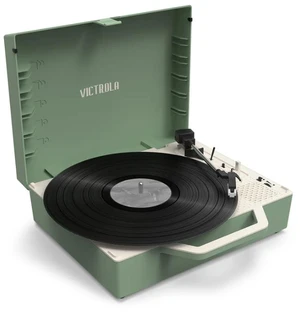 Victrola Re-Spin Sustainable Suitcase Vinyl Record Player, 3-Speed (33 1/3, 45 & 78 RPM), Belt-Driven Bluetooth Turn Table with Built-in Bass Radiator, 3.5mm Headphone Jack, Basil Green Victrola Re-Spin Sustainable Suitcase Vinyl Record Player, 3-Speed (33 1/3, 45 & 78 RPM), Belt-Driven Bluetooth Turn Table with Built-in Bass Radiator, 3.5mm Headphone Jack, Basil Green