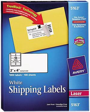 Avery TrueBlock Shipping Labels, Sure Feed Technology, Permanent Adhesive, 2" x 4", 1,000 Labels (5163)