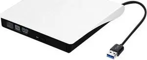 Jansicotek External CD/DVD Drive USB 3.0 Portable R/W Optical Drive High Speed Data Transfer Slim CD DVD Burner Recorder CD ROM for Laptop/MacBook/Desktop, White Jansicotek External CD/DVD Drive USB 3.0 Portable R/W Optical Drive High Speed Data Transfer Slim CD DVD Burner Recorder CD ROM for Laptop/MacBook/Desktop, White