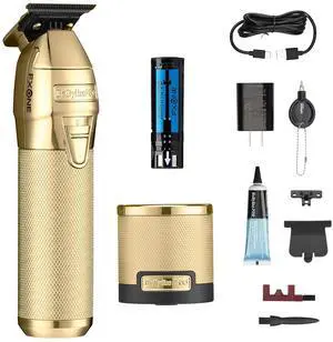 BaBylissPRO FXONE™ GOLDFX Trimmer, Professional Cordless Outlining Trimmers for Men with Interchangeable Battery, FX799G