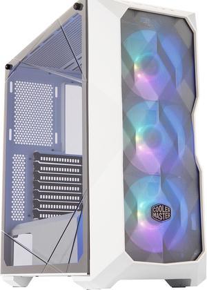 Cooler Master MasterBox TD500 Mesh White Airflow ATX Mid-Tower with Polygonal Mesh Front Panel, Crystalline Tempered Glass, E-ATX up to 10.5", Three 120mm ARGB Lighting Fans