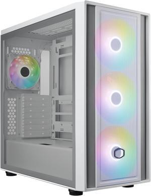 Cooler Master Masterbox 600 White ATX High Airflow PC Case with Mesh Front Panel, three 140mm ARGB fan in front (MB600-WGNN-S00)