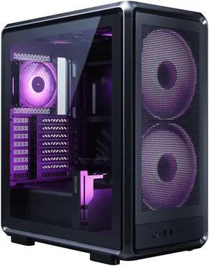 Cooler Master MasterFrame 500 Mesh Black FreeForm 2.0 Modular Platform Open-Air ATX Mid-Tower Case, Aluminum Frame, Dual 200mm aRGB Fans, 390mm GPU Max, 360mm AIO Max, Type C, Tempered Glass