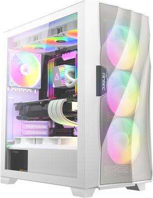 Antec Dark League DF700 FLUX Mid Tower ATX Gaming Case FLUX Platform 5 x 120mm Fans Included ARGB  PWM Fan Controller Tempered Glass Side Panel ThreeDimensional WaveShaped Mesh Front White
