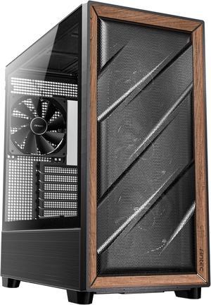 Antec FLUX Wood, 5 x PWM Fans Included, High-Airflow Front Panel With Walnut Wood, Type-C, 420mm Radiator & Back Connect Motherboard Support, Up to 9 Fans Simultaneously, Mid-Tower E-ATX PC Case