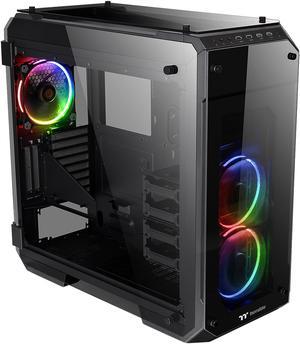 Thermaltake View 71 RGB 4-Sided Tempered Glass Vertical GPU Modular E-ATX Gaming Full Tower Computer Case with 3 RGB LED Riing Fan Pre-installed CA-1I7-00F1WN-01
