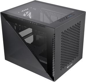 Thermaltake Divider 200 TG Air Front Mesh Black Edition Triangular Tempered Glass Side Panel Micro-ATX Computer Case with Pre-installed 200mm Front Fan + 120mm Rear Fan CA-1V1-00S1WN-01