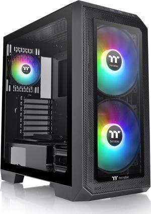 Thermaltake View 300 MX TG ARGB Motherboard Sync E-ATX Mid Tower Computer Case with 2x200mm Front & 1x120mm Rear ARGB Fan, Interchangeable Tempered Glass & Mesh Front Panel, CA-1P6-00M1WN-00