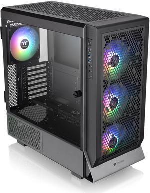 Thermaltake Ceres 500 Black Mid Tower E-ATX Computer Case with Tempered Glass Side Panel; 4 Preinstalled 140mm PWM ARGB Fans; Rotational PCIe Slots & GPU Holder; CA-1X5-00M1WN-00