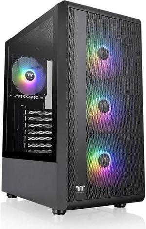 Thermaltake S200 Plus TG ARGB Black ATX Tempered Glass Mid Tower Gaming Computer Chassis with 120mm ARGB Lite Front Fan Pre-Installed CA-1X2-00M1WN-01