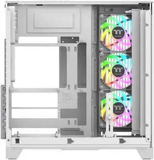Thermaltake View 390 Air; Mid Tower; 2x120mm CT Fans Included; 360mm Radiator Support; 420mm GPU Clearance; Hidden Connector Support; Rotatable PCIe Slots; 200mm PSU Clearance; Snow; CA-11F-00M6WN-00
