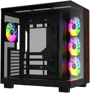 Thermaltake View 380 XL WS ARGB; Mid Tower Chassis; Side Wood Trim; 4x120mm ARGB Lite Fans Included; 360mm Radiator Support; 420mm GPU Clearance; 180mm Max PSU Length; 160mm Air Cooler Max Height
