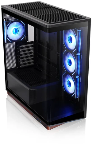 Thermaltake Stage 500 TG ARGB; Mid Tower Chassis; Wood Trim Base; 4mm Curved Tempered Glass; 3x120mm Infinity ARGB Reverse PWM fans, 1x120mm Infinity ARGB PWM fan; mITX/mATX/ATX;Black; CA-12A-00M1WN-0 Thermaltake Stage 500 TG ARGB; Mid Tower Chassis; Wood Trim Base; 4mm Curved Tempered Glass; 3x120mm Infinity ARGB Reverse PWM fans, 1x120mm Infinity ARGB PWM fan; mITX/mATX/ATX;Black; CA-12A-00M1WN-0