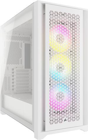 CORSAIR iCUE 5000D RGB AIRFLOW Mid-Tower Case, True White - 3x AF120 RGB ELITE - White Fans - iCUE Lighting Node PRO Controller - High-airflow Design