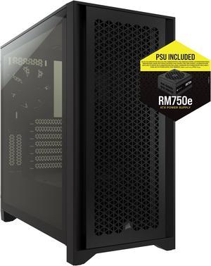 CORSAIR 4000D AIRFLOW Tempered Glass MidTower ATX Case with ATX  RM750e Power Supply installed Black