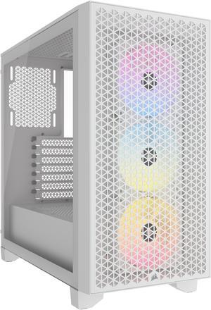 CORSAIR 3000D RGB AIRFLOW Mid-Tower PC Case - White - 3x AR120 RGB Fans - Four-Slot GPU Support – Fits up to 8x 120mm fans - High Airflow Design