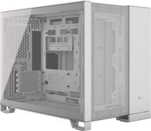 CORSAIR 2500D AIRFLOW Micro ATX Dual Chamber PC Case – White – Fully Mesh Front, Side, and Roof Panels – Fits up to 11x 120mm fans – 4x AIO Radiator Mounting Positions